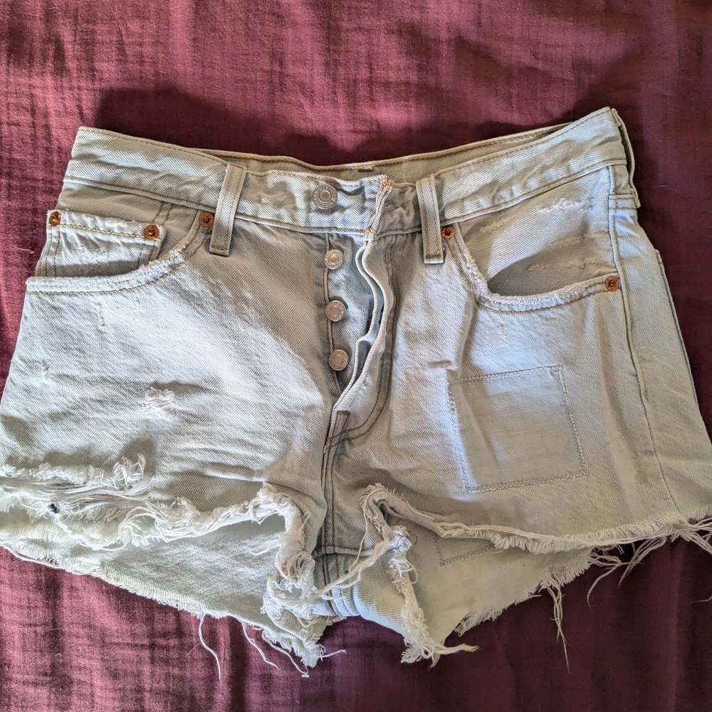 Levi's Light Blue Jean Shorts Distressed Summer Style